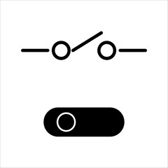 Electrical switch line icon along with switch working diagram. linear style sign for mobile concept and web design. Turn off position outline vector icon. Symbol, logo illustration.