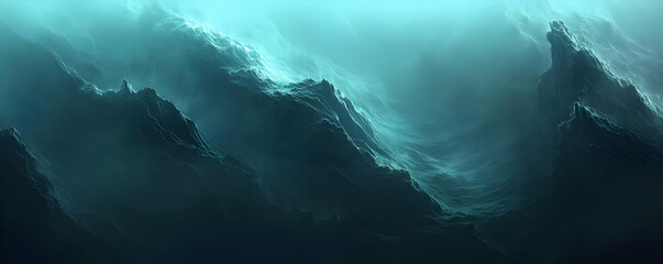 Dark teal mountain range, fantasy