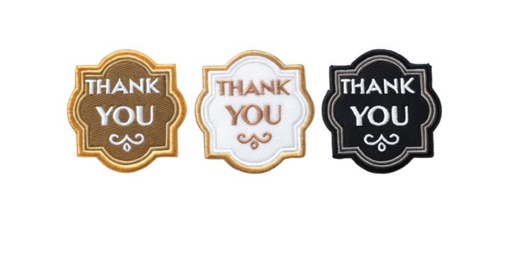 Thank You Embroidered Patch Badge, Gratitude Icon, Thank You Design, Custom Patch Art, PNG Transparent