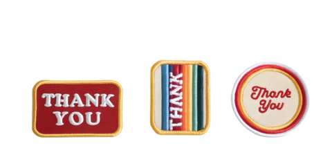 Thank You Embroidered Patch Badge, Gratitude Icon, Thank You Design, Custom Patch Art, PNG Transparent