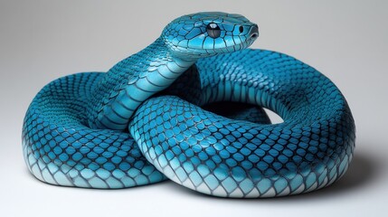 Fototapeta premium Stunning Azure Blue Snake: A Captivating Reptile Portrait