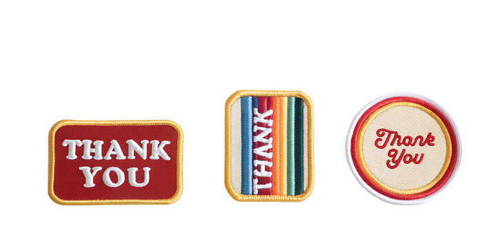 Thank You Embroidered Patch Badge, Gratitude Icon, Thank You Design, Custom Patch Art, PNG Transparent