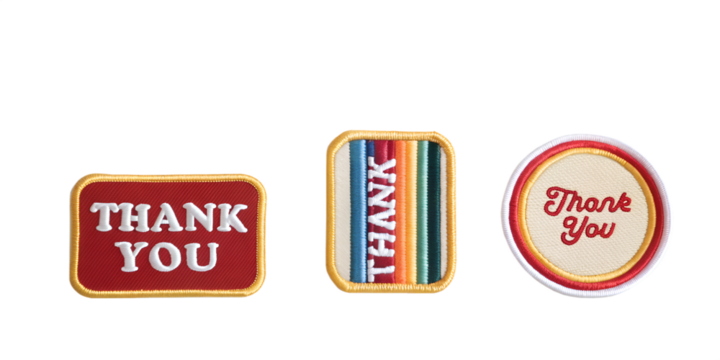 Thank You Embroidered Patch Badge, Gratitude Icon, Thank You Design, Custom Patch Art, PNG Transparent - Powered by Adobe