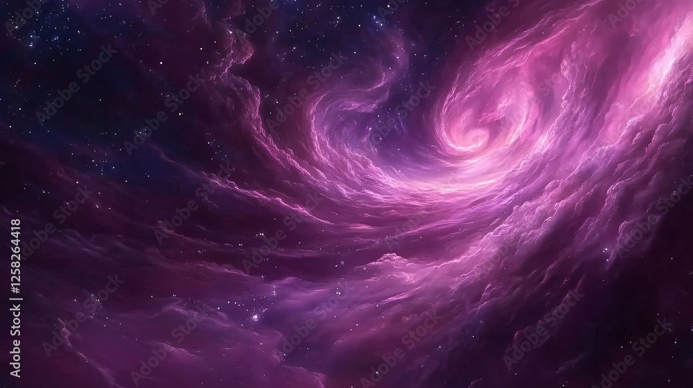 Canvas Prints nebula of rich pinks and purples with glowing star clusters and light flares creating beautiful cosm