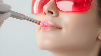Closeup Of Woman Receiving Lip Laser Treatment