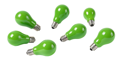 Light Bulb on Transparent Background, Green Light Bulb, Creative Bulb Design, PNG Transparent