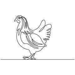 Hen icon  continuous one line drawing  outline vector illustration