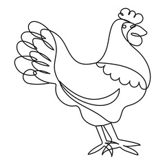 Hen icon  continuous one line drawing  outline vector illustration