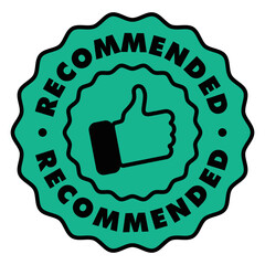 Modern green recommended stamp with thumb up icon
