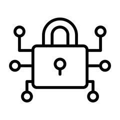 Cyber Security Vector Line Icon Design