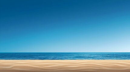 Serene Beach Landscape with Blue Ocean and Clear Sky