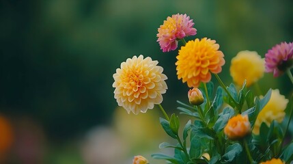 Colorful Dahlia Flowers in a Garden