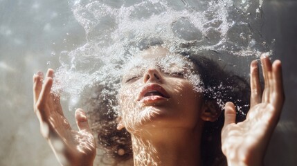 Fototapeta premium Embracing clarity and love through water as a focus for Valentines Day reflection guided by the gentle chaos of emotions