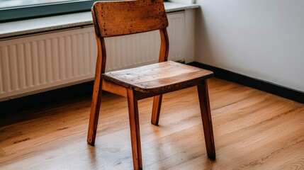 Simple Wooden Chair in Minimalist Room with Natural Light