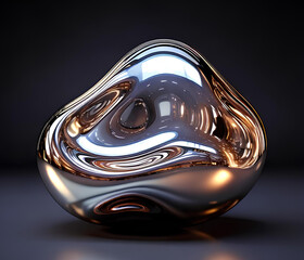 Design a single 3D liquid-like blob with a smooth, glossy surface. Use translucent shades of blue and purple with subtle iridescence. Ensure the blob has an organic, fluid shape, with no additional 