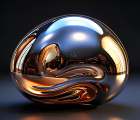 Design a single 3D liquid-like blob with a smooth, glossy surface. Use translucent shades of blue and purple with subtle iridescence. Ensure the blob has an organic, fluid shape, with no additional 
