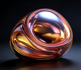 Design a single 3D liquid-like blob with a smooth, glossy surface. Use translucent shades of blue and purple with subtle iridescence. Ensure the blob has an organic, fluid shape, with no additional 