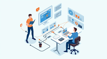 Project Management and Workflow Isometric Infographic
