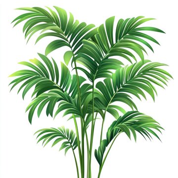 green palm leaves on white background clip art preview