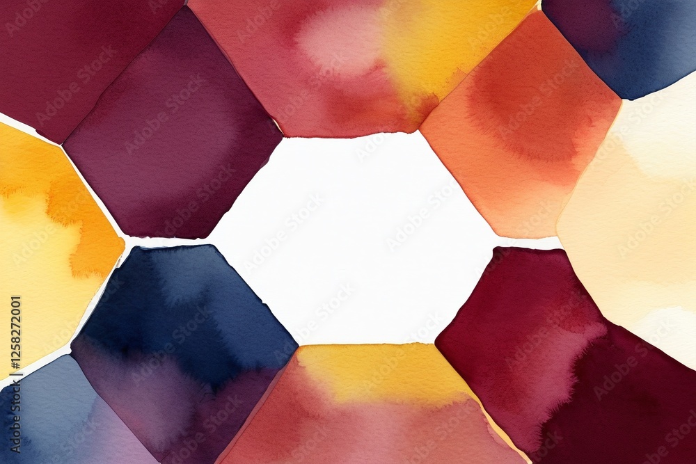 Poster artistic watercolor pattern in hexagonal shapes with vibrant colors