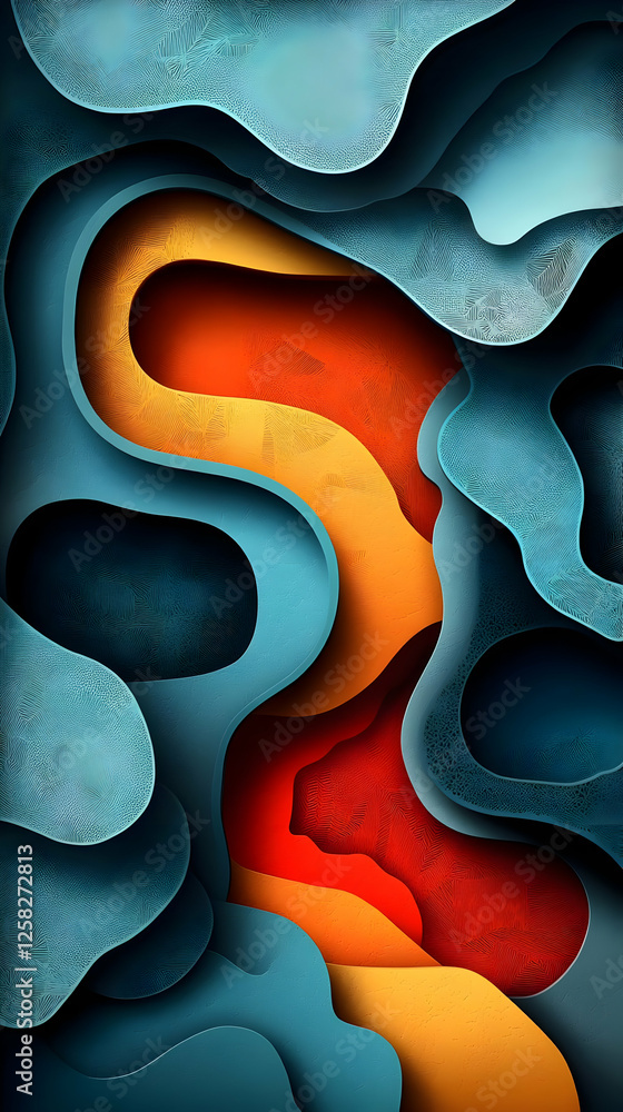 Poster abstract geometric pattern with layered shapes and vibrant colors