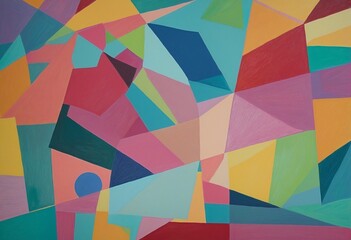 Vivid Geometric Harmony: A Colorful Abstract Composition