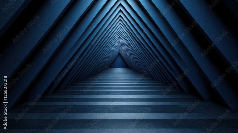 Poster linear patterns on a blue background, minimalist design banner template with white space for text. i