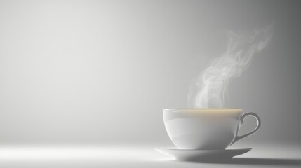 Obraz premium Cup of tea isolated on a clean white background, showcasing steam rising from the warm beverage.
