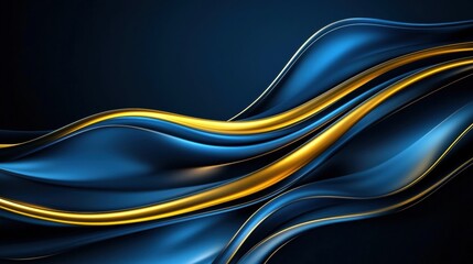Elegant blue and gold flowing abstract waves