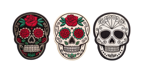 Embroidered Skull Patch Sticker, Dark and Edgy Fashion Embellishments, PNG Transparent