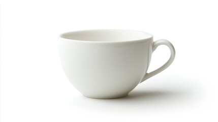 Blank coffee cup isolated on a white background with a precise clipping path, showcasing a clean and simple design.