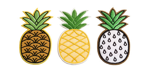 Pineapple Embroidered Patch Badge, Fun and Colorful Fruit Patch Designs, PNG Transparent