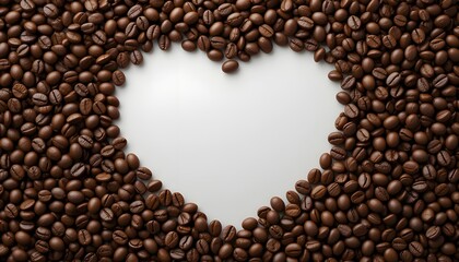 Attractive heart from coffee beans with empty space