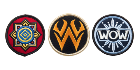 WOW Embroidered Patch Badge, Bold Expression Patches for Apparel, PNG Transparent