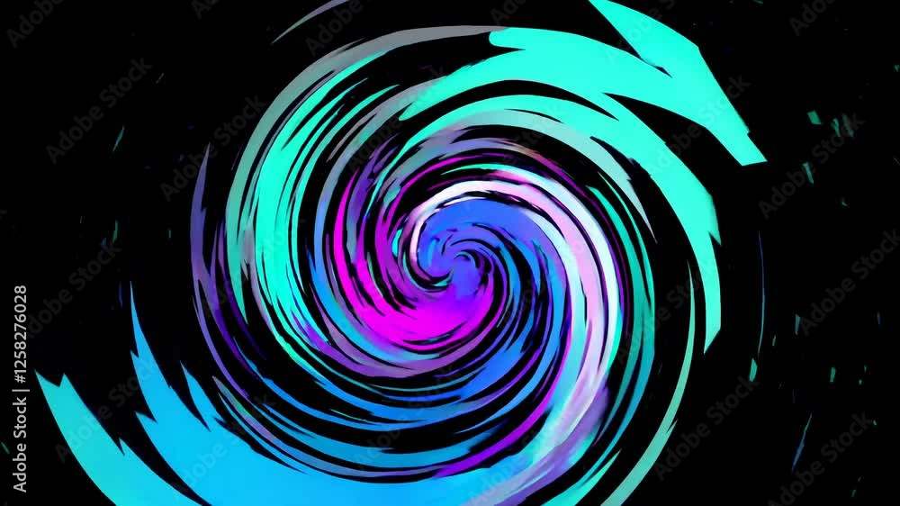 Poster swirling patterns of vibrant colors create a mesmerizing abstract animation in a dark setting