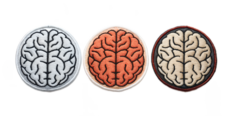 Brain Embroidered Patch Badge for Clothing, Creative Embellishment Designs, PNG Transparent