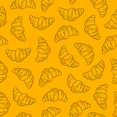 Bread pattern background. doodle croissant pattern background. bread seamless pattern background. bakery theme pattern. croissant seamless pattern background.