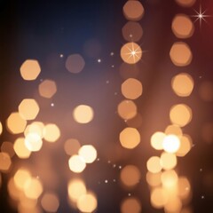 Fototapeta premium Christmas glitter with sparkle of lights and stars blue and brown background Bokeh light lights background bokeh abstract light bright effect shiny