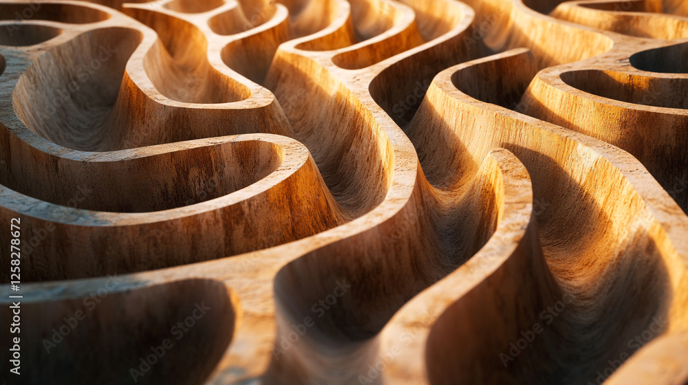 Aufkleber intricate wood grain patterns illuminated by soft light in natural setting