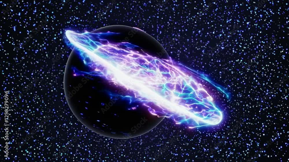 Poster exploring a cosmic phenomenon with vibrant energy in a dark universe