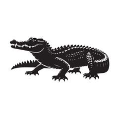 Obraz premium Ilustracja wektorowa czarnej sylwetki krokodyla