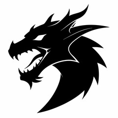 Vector silhouette of a roaring dragon head