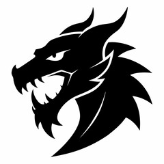 Vector silhouette of a roaring dragon head