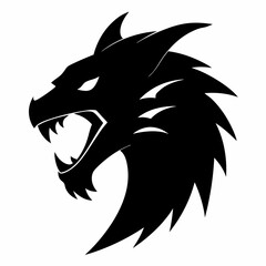 Vector silhouette of a roaring dragon head