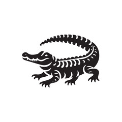 Fototapeta premium Crocodile black silhouette vector illustration