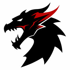 Vector silhouette of a roaring dragon head