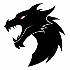 Vector silhouette of a roaring dragon head