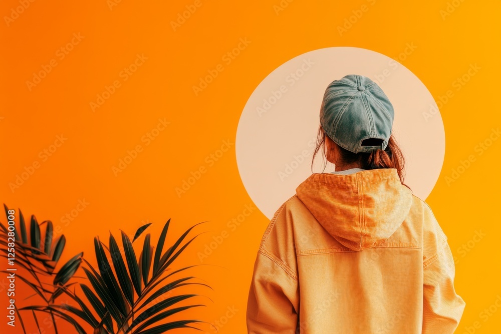 Aufkleber a flat 2d illustration of a person standing in front of a simple, gradient background