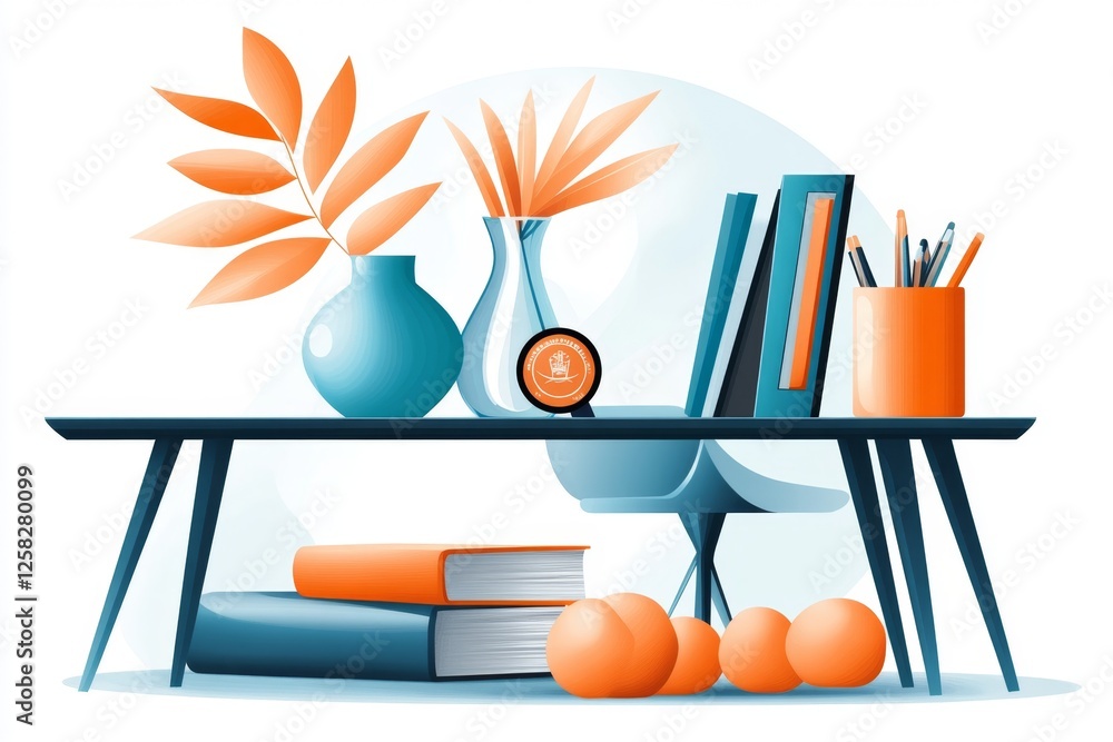 Poster a flat, modern design of a document with a seal, representing official student records from the regi