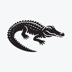 Crocodile black silhouette vector illustration